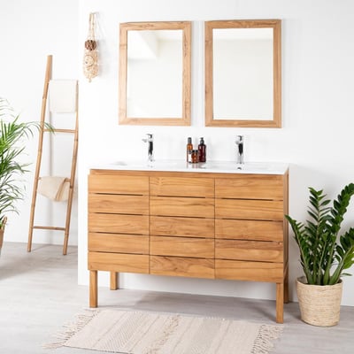 Meuble salle de bain en teck et céramique 120 cm ANANTA WANDA COLLECTION