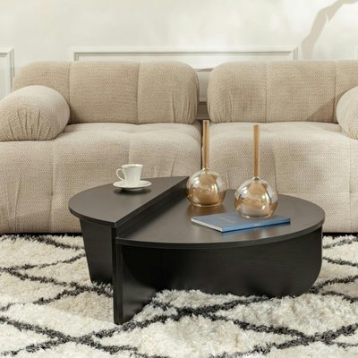 Table basse noire moderne effet bois - 2 hauteurs MARFA PIER IMPORT