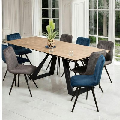 Table céramique aspect bois plateau extensible LOMBARDIE PIER IMPORT