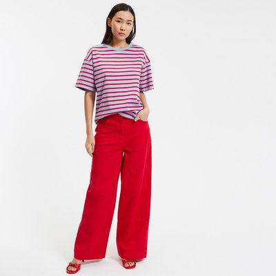 Pantalon large taille haute en twill de coton LA REDOUTE COLLECTIONS