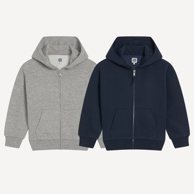 Lot de 2 sweats zippés à capuche en molleton LA REDOUTE COLLECTIONS