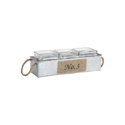 Jardinière en zinc avec pots en verre 34,5 cm AUBRY GASPARD
