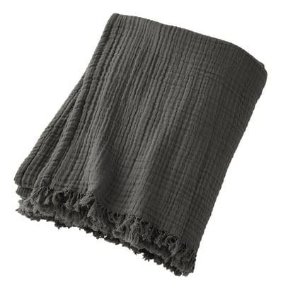 Plaid à franges, en 100% gaze de coton EDEN