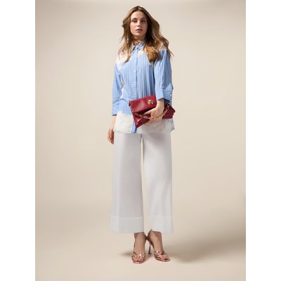 Pantalon palazzo réalisé en satin de coton mélangé OLTRE