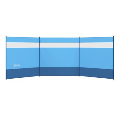 Paravent de camping plage portable pliable avec sac poteaux bleu OUTSUNNY