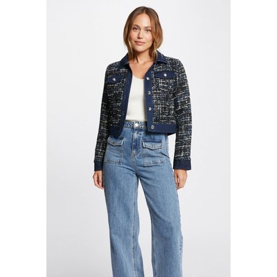 Veste tweed détails en jean MORGAN