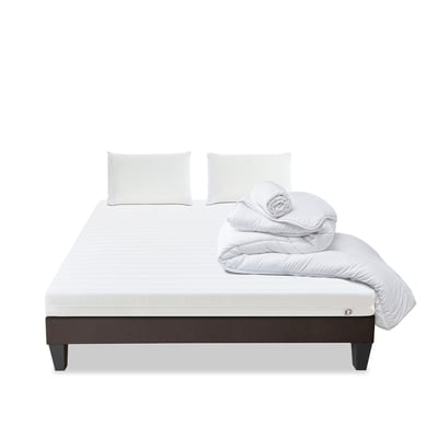 Pack Egio 180x200 cm Matelas Mousse + Sommier Bois + Accessoires OLYMPE LITERIE