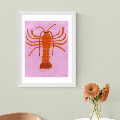 Orange Lobster on Pink by Nancy McKie EAST END PRINTS