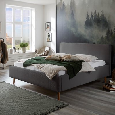 Lit rembourré en velours avec tête de lit lisse TERRE DE NUIT