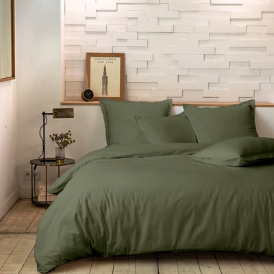 Parure housse de couette 100%percale de coton 80 fils/cm2-unie C DESIGN HOME TEXTILE