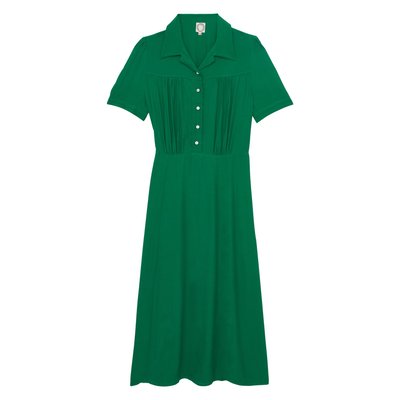 Robe Angèle motifs feuilles de chêne vertes INES DE LA FRESSANGE PARIS