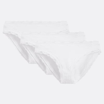 Confezione da 3 slip in cotone e pizzo LA REDOUTE COLLECTIONS