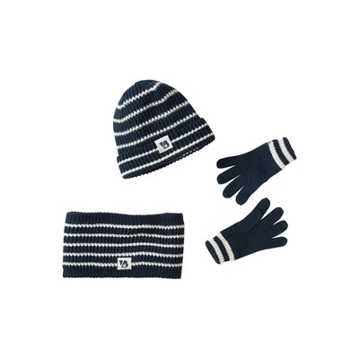 Ensemble bonnet + snood + gants marin VERTBAUDET