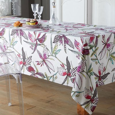 Nappe ronde enduite aux fleurs exotiques TRADILINGE