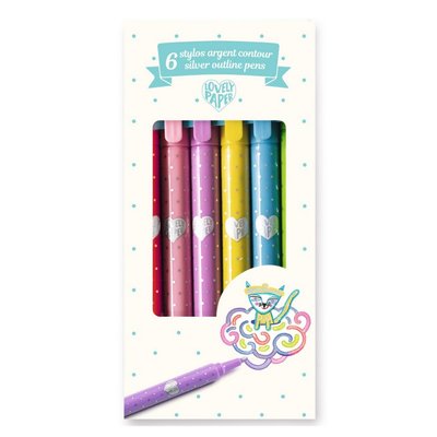 6 stylos argent contour - DJECO
