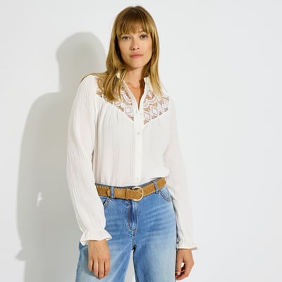 Chemise ajourée en gaze de coton GRAIN DE MALICE