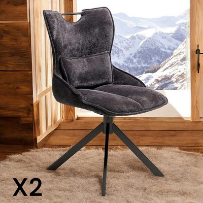 Chaise pivotante coussin et poignée tissu gris (lot de 2) IENA PIER IMPORT