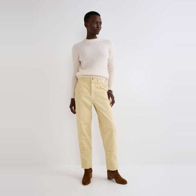 Pantalon carotte large uni en coton MONOPRIX
