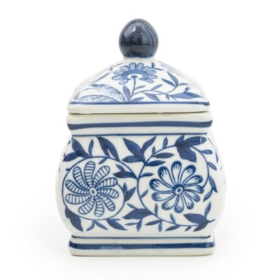 Blue Patterened Decorative Jar SO'HOME