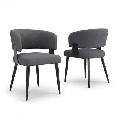Lot de 2 chaises de salle à manger style industriel en tissu, CASEMI MEUBLES COSY