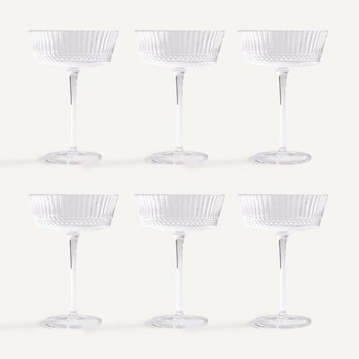 Lot de 6 coupes à champagne, en verre ciselé, ALUR AM.PM