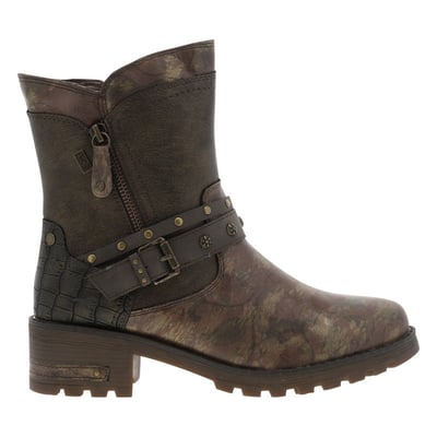 Boots bronze à talon décroché moyen avec des motifs floraux sur l'empeigne MUSTANG