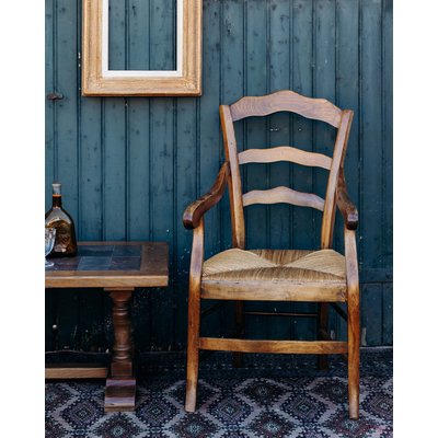 Fauteuil en paille et bois Martin N°32 - Bon état DEBONGOUT