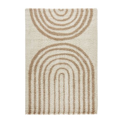 Tapis intérieur shaggy motifs géométriques arc-en-ciel beige CHRIS SWEEEK