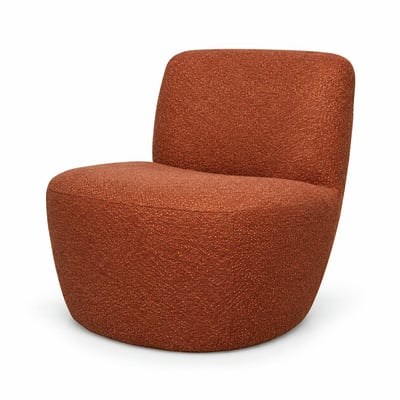 Fauteuil arrondi tissu bouclettes terracotta MALMOE PIER IMPORT