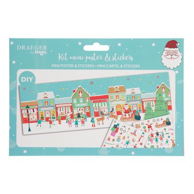 Kit mini poster et stickers - Village traditionnel de Noël DRAEGER PARIS