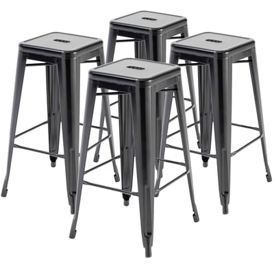 Tabourets de bar en métal mat — Lot de 4, INDUS OVIALA