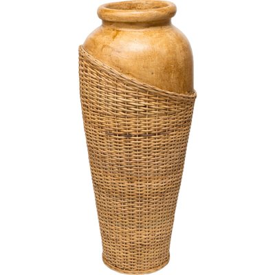 Vase décoratif en terracotta et rotin style naturel RECOLLECTION