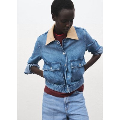 Veste en jean col velours côtelé MANGO