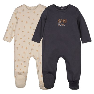 Lot de 2 pyjamas 1 pièce en jersey, imprimé lions LA REDOUTE COLLECTIONS