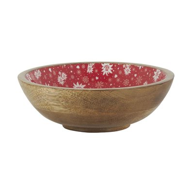 Corbeille en manguier et résine décor Edelweiss Petit modèle AUBRY GASPARD