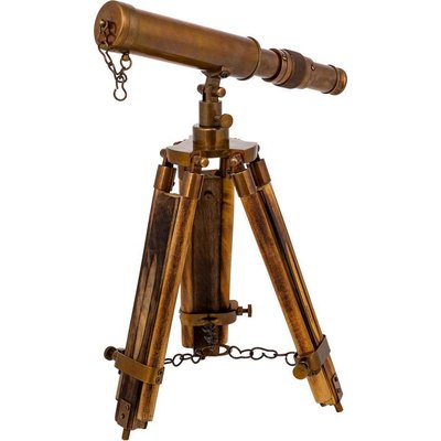 Télescope décoratif en laiton sur trépied finition antique RECOLLECTION