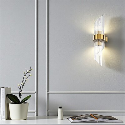 Applique murale Art Déco – verre cannelé et doré ELMA PIER IMPORT