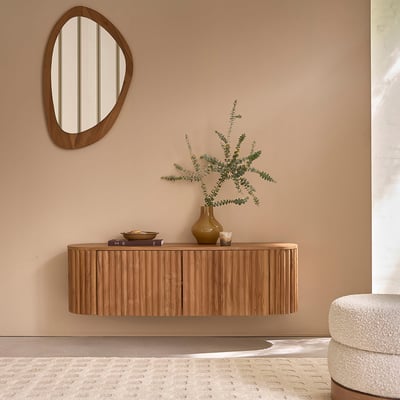 Meuble TV en bois de teck 140 cm suspendu  BELIZE BERAH GETAH