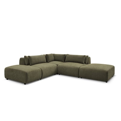Canapé modulable 5 places en tissu texturé, JANA BOBOCHIC