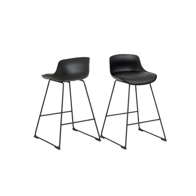 Tabourets de bar bas en métal et simili (lot de 2) - LILIAN HELLIN, DEPUIS 1862