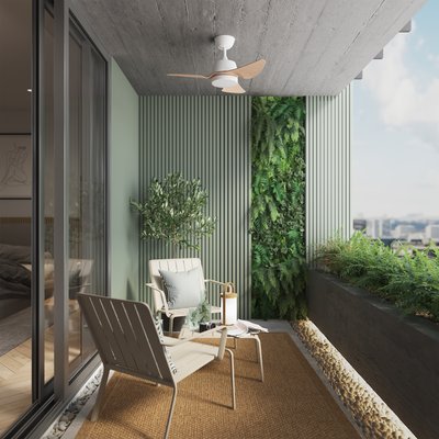 Ventilateur de plafond avec lumière en ABS, PALMELA S INSPIRE