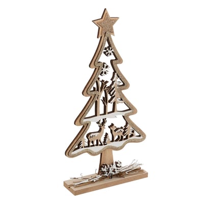 Sapin ajouré avec renne 29 cm bois FEERIC LIGHTS & CHRISTMAS