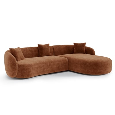 Canapé d'angle droit 4 places en velours texturé CELINE SIA HOME