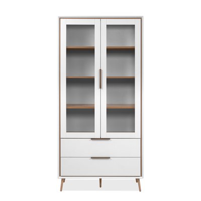 Buffet haut 2 portes vitrées, 2 tiroirs, 6 étagères à l'intérieur L90cm - ARONA CALICOSY