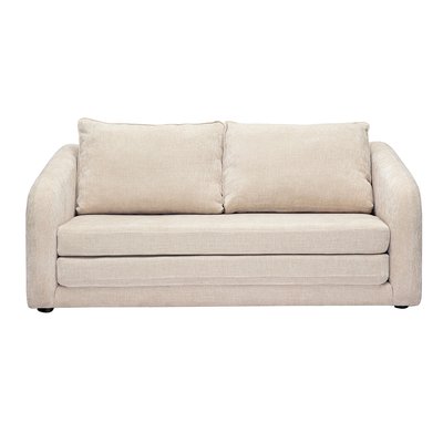Canapé convertible 2 places en tissu effet velours texturé beige MAHAUT MILIBOO