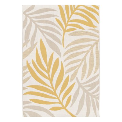 Tapis intérieur/extérieur motif végétal beige et moutarde BLOOM SWEEEK