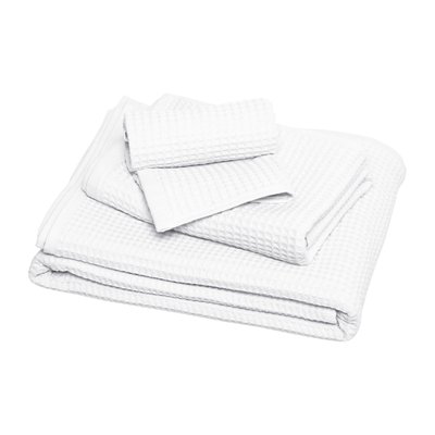 Serviette de toilette en coton bio, ESPRIT NID D'ABEILLE BLANC CERISE