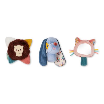 Jules le chien - set de 3 hochets sensoriels - multicolor - boîte cadeau - 30cm LILLIPUTIENS