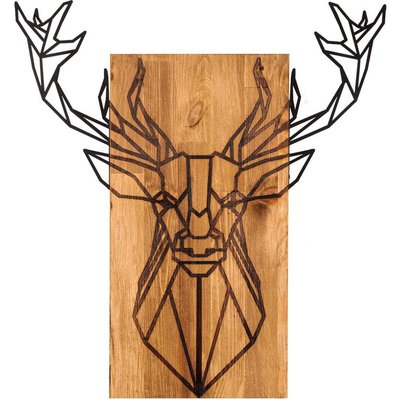 Décoration murale en bois et métal Walnut Cerf HANAH HOME