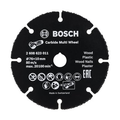 Disque À Tronconner Carbure Multi Wheel Pour Meuleuses Angulaires Sans Fil Avec Embout 10 Mm, Ø76 Mm BOSCH